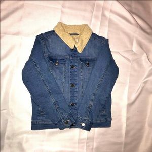 Jean coat, teddy bear inside 10/12 boys